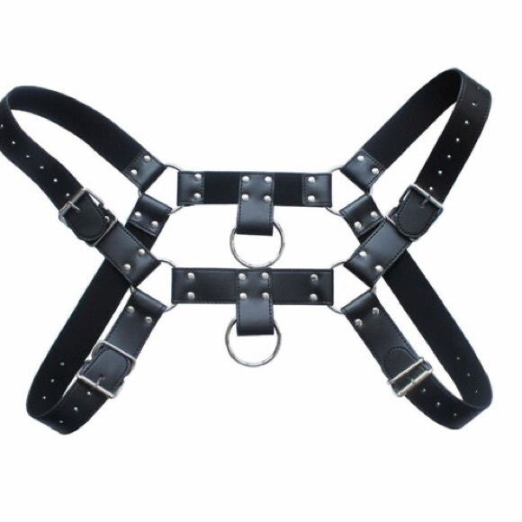 Mens Male Fashion Punk Harness Men PU Leather Clubwear with Adjustable Buckles - Picture 7 of 8